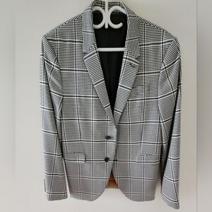 Zara Black and White Plaid Blazer
